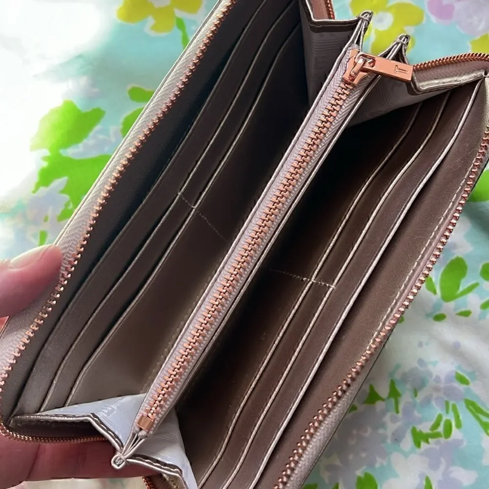 Ted Baker Zip Around Pebbled Leather - Rose Gold